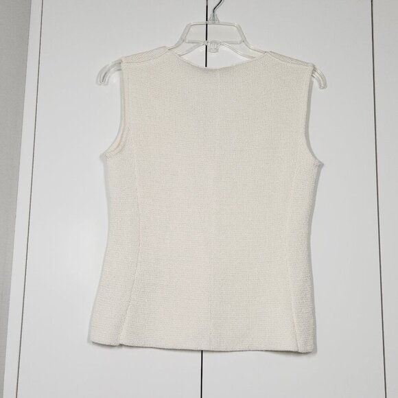 Zara Basic Knit Fitted Sleeveless Vest Size S Off-White Viscose/Linen - Picture 3 of 5